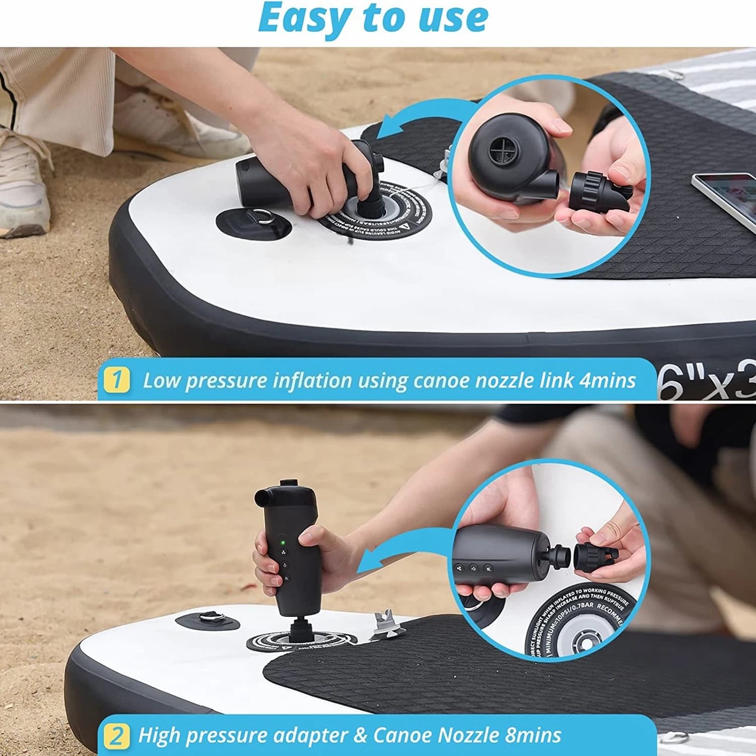 Pompe électrique sans fil 20PSI voiture - Gonfleur portable SUP, paddle board et bateau pêche