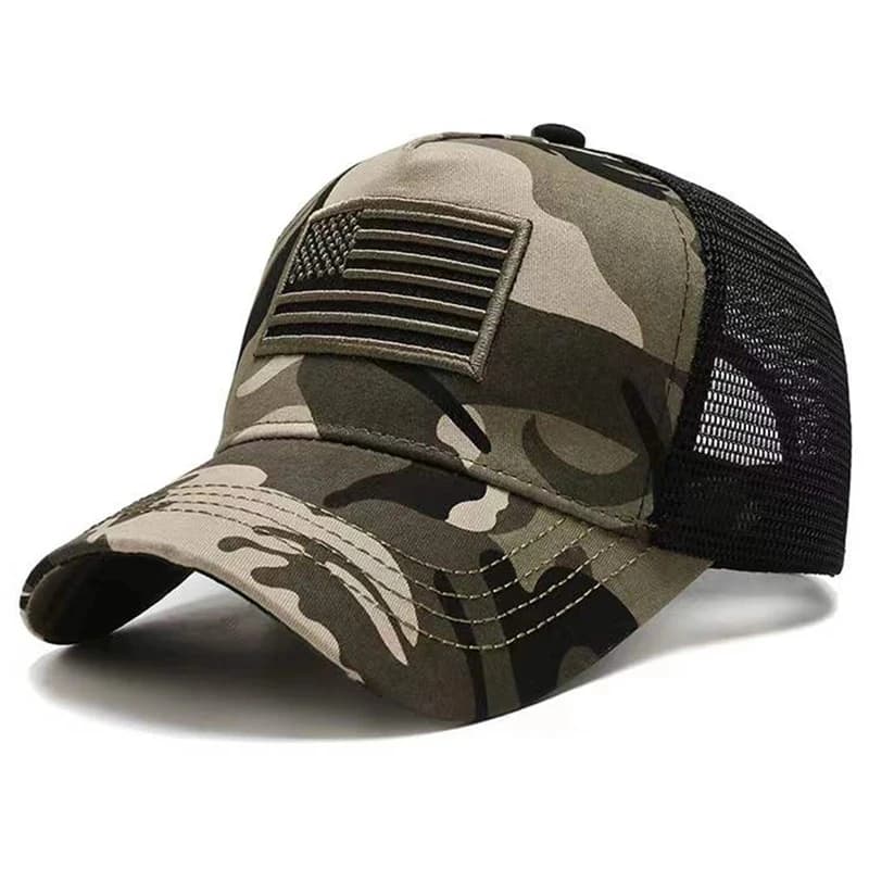 Casquette mesh drapeau USA été respirante - Chapeau pêche tactique unisexe hip hop