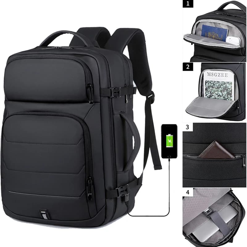 Sac à dos homme extensible 17 pouces étanche USB - Sac école sport voyage ordinateur portable