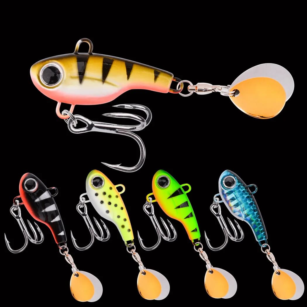 Leurre spinner métal vibrant 5g à 20g avec queue rotative et paillettes pour pêche au leurre ou trolling