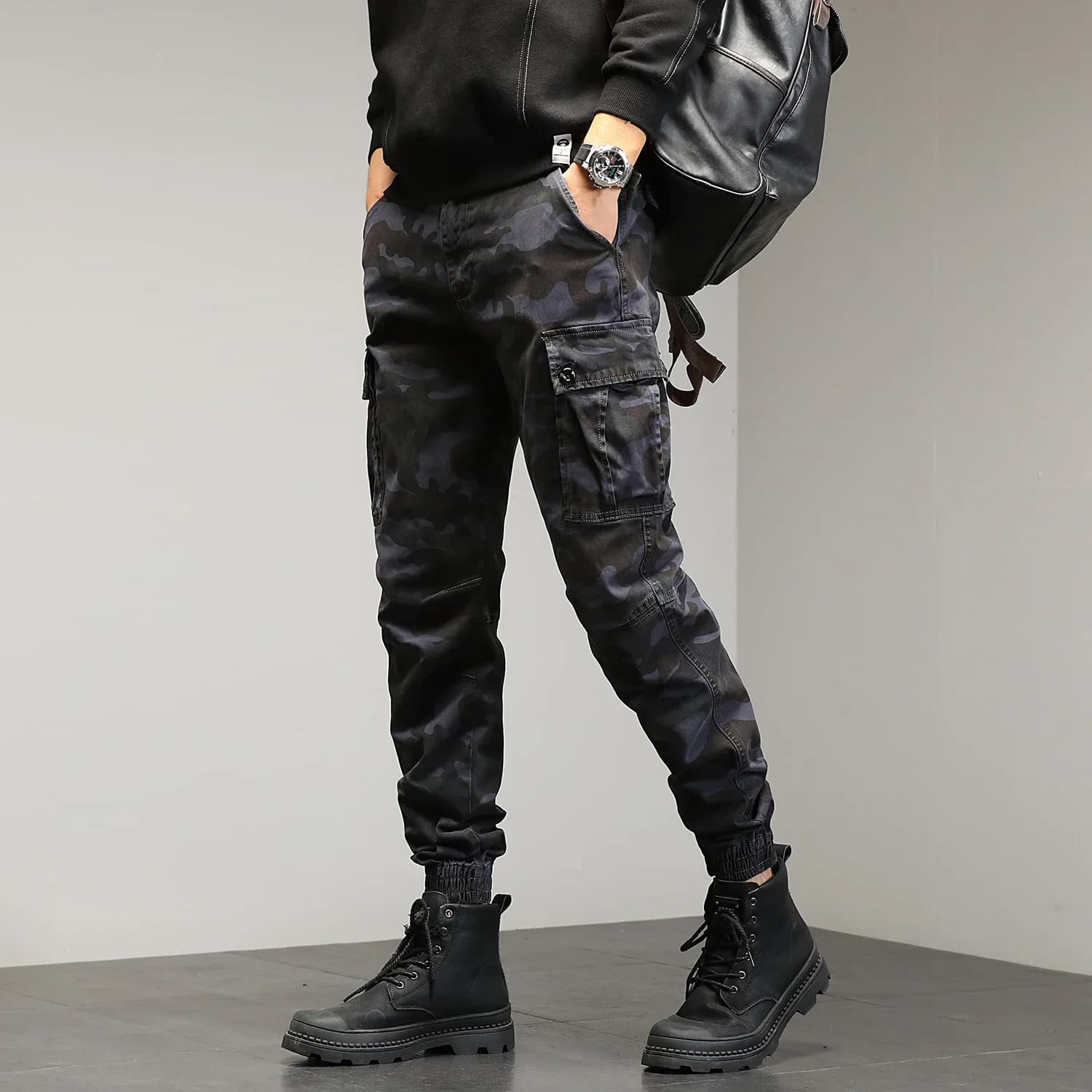 Pantalon cargo rouge camouflage HIQOR - Style streetwear pour pêche urbaine et outdoor fashion