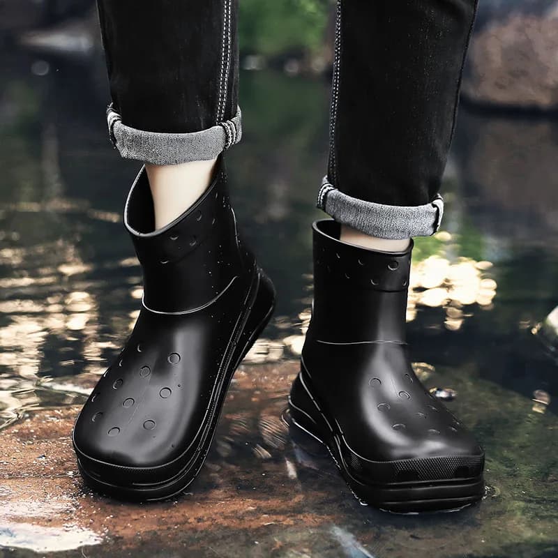 Bottes de pluie STRONGSHEN mode plateforme - Chaussures pêche légères antidérapantes cuisine travail