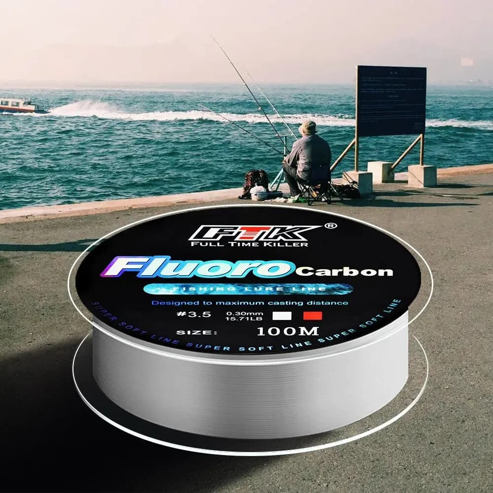 Fluorocarbone 100m pour pêche au leurre et pêche en mer, ligne canne à mouche fibre carbone accessoires