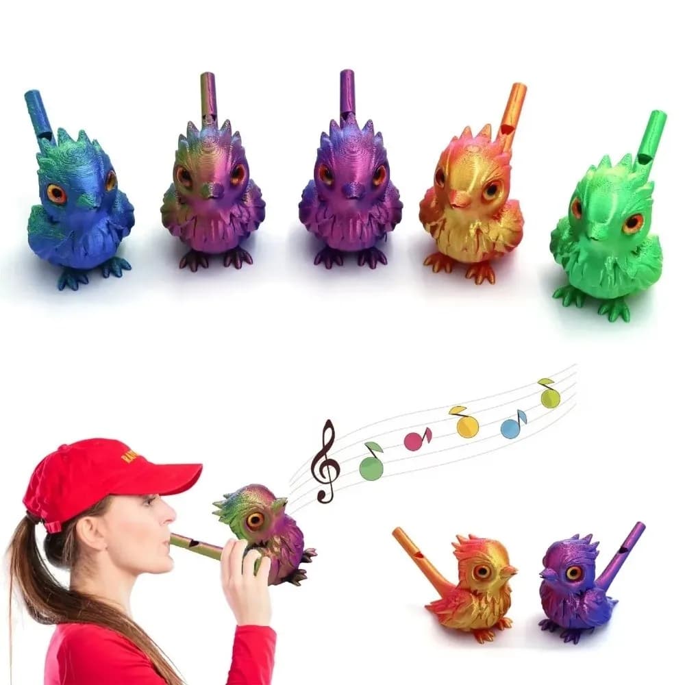 Sifflet oiseau portable imprimé 3D à gradient d'eau - Flûte décorative pour bureau ou cadeau original