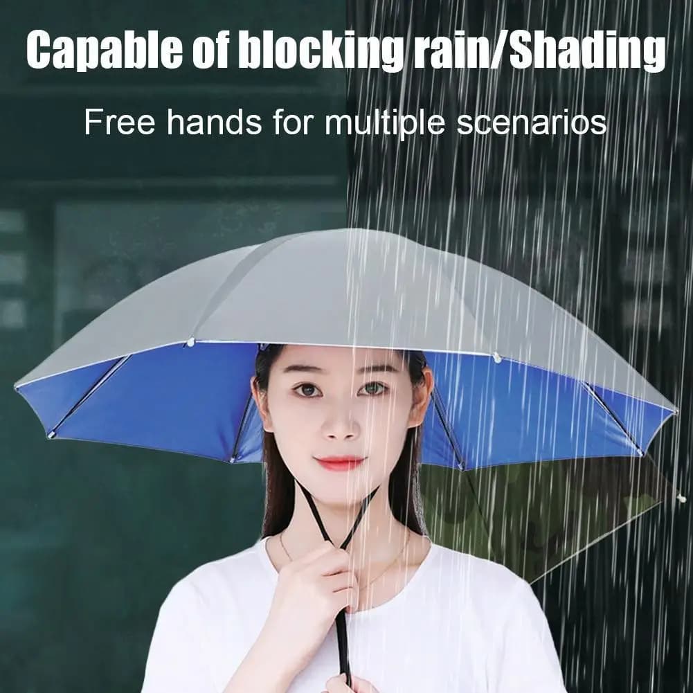 Chapeau parapluie pliable pêche double couche UV protection imperméable plage camping
