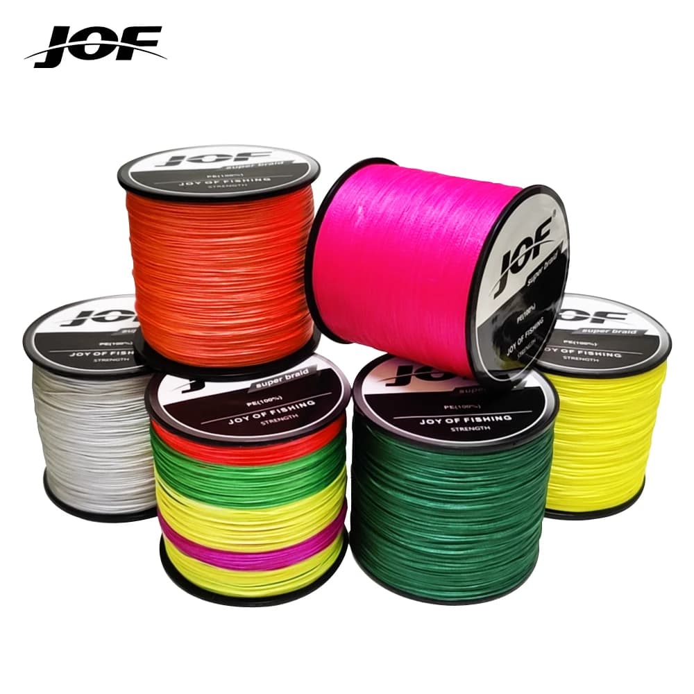 Ligne de pêche tresse JOF PE X4 résistante à l'abrasion, fil fin et durable pour pêche