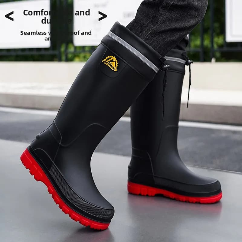 Bottes de pluie homme hautes mode imperméables antidérapantes pour pêche et chantier