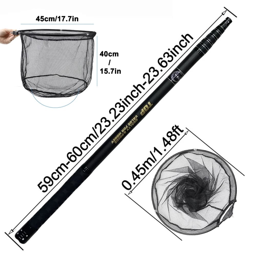 Filet débarquement MBLN 328cm ultra-léger 414g portable manche carbone tête aluminium alliage pêche