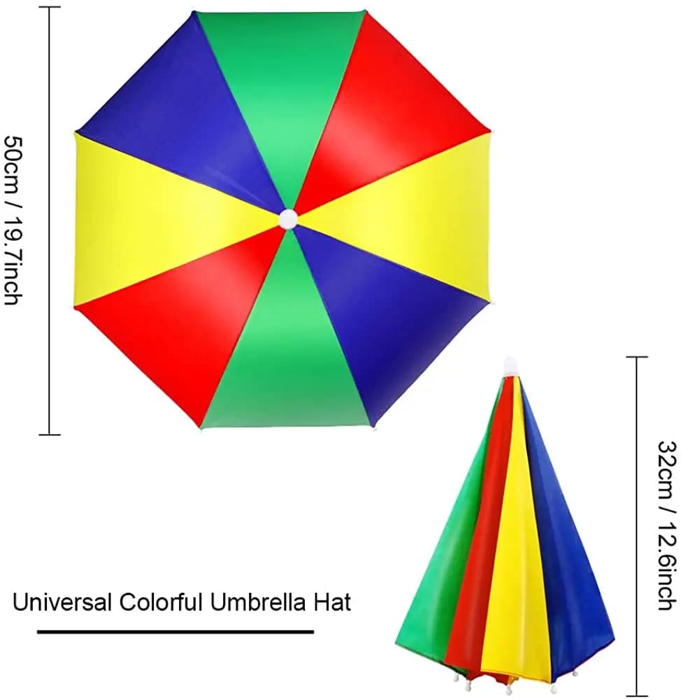 Parapluie chapeau 8 branches portable élastique 50cm arc-en-ciel pêche adulte enfant plage