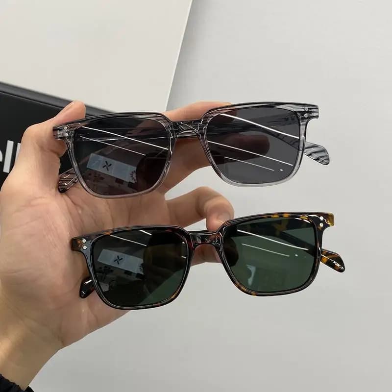 Lunettes rectangle vintage pêche designer - Forme polygonale unisex femme soleil