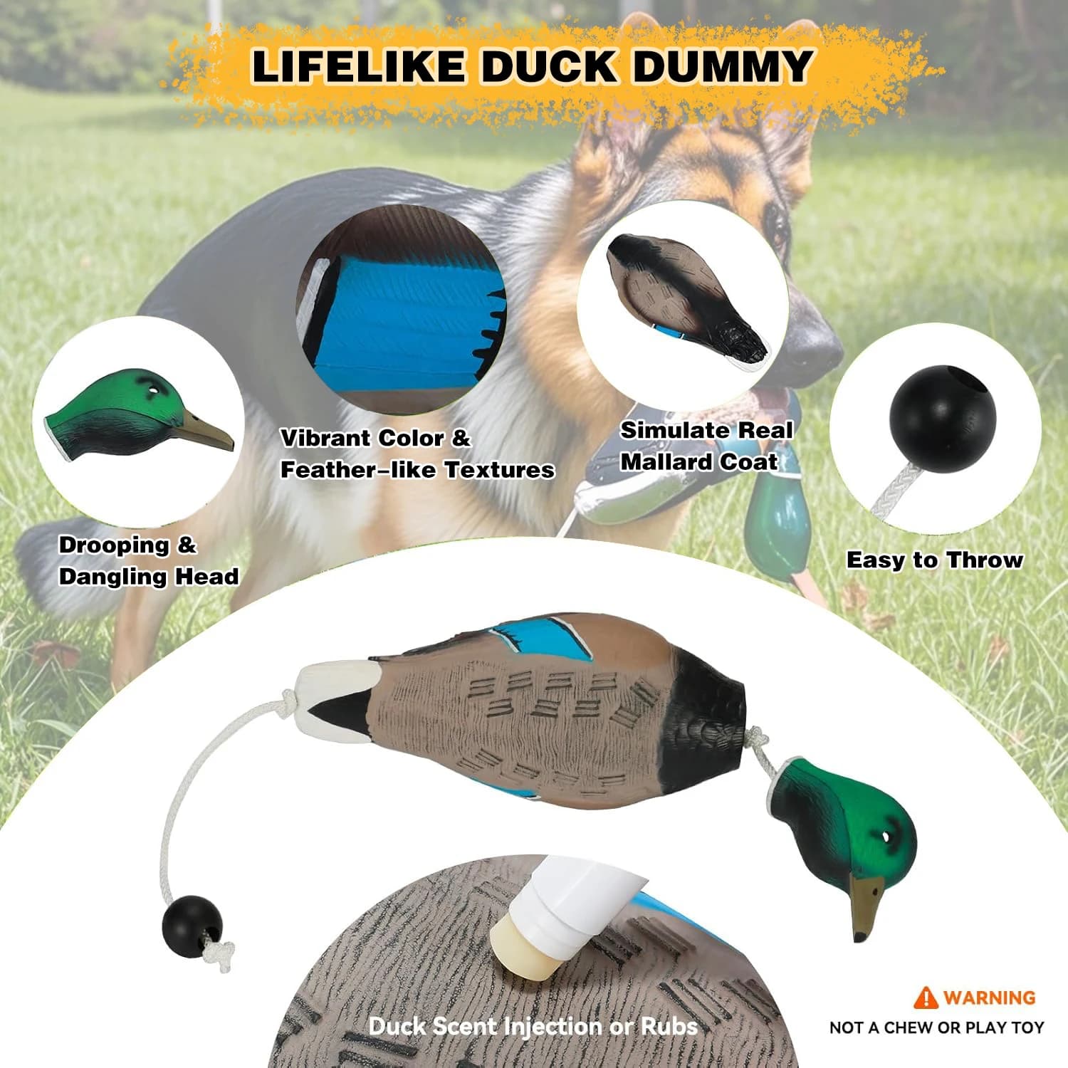 Leurre canard mort JOAXOR pour entraînement chiens rapporteurs chasse gibier d'eau flottant durable