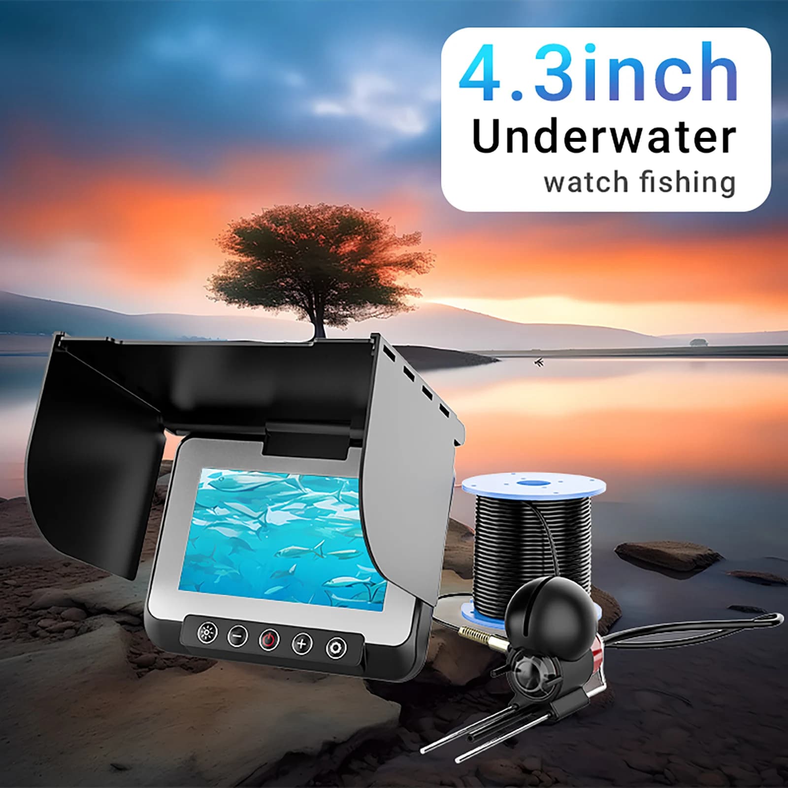 Caméra de pêche portable avec moniteur LCD 4.3" et vision nocturne infrarouge pour pêche sur glace