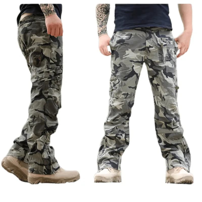 Salopette camouflage montagne pour hommes - Coton résistant zip droit - Pantalon tactique pêche