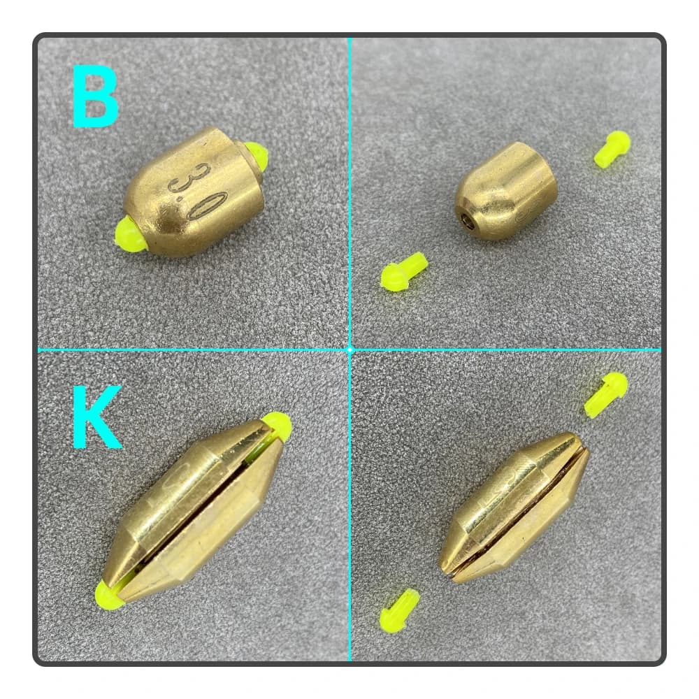 5 plombs creux en cuivre rapides pour pêche au lancer longue distance et contre-pêche