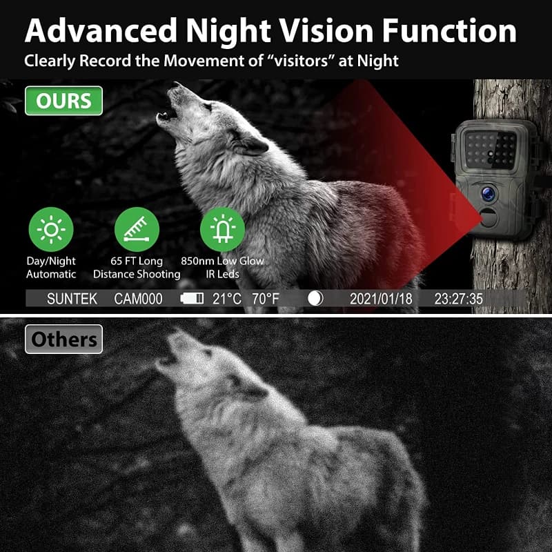 Pack 2 mini caméras de piste 20MP 1080P - Vision nocturne détection mouvement étanche chasse surveillance faune