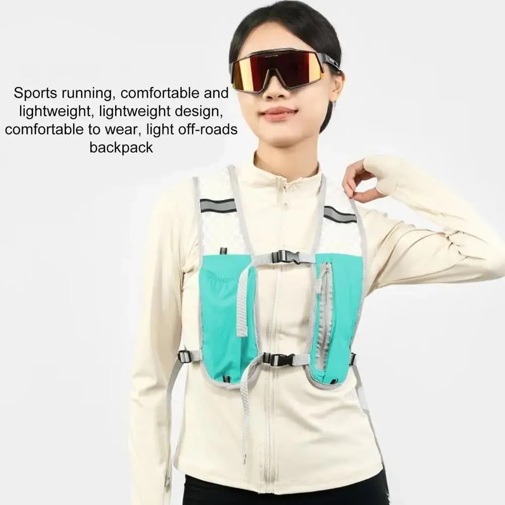 Veste de course légère hydratation avec poche à eau et rangement téléphone réfléchissante pour la pêche
