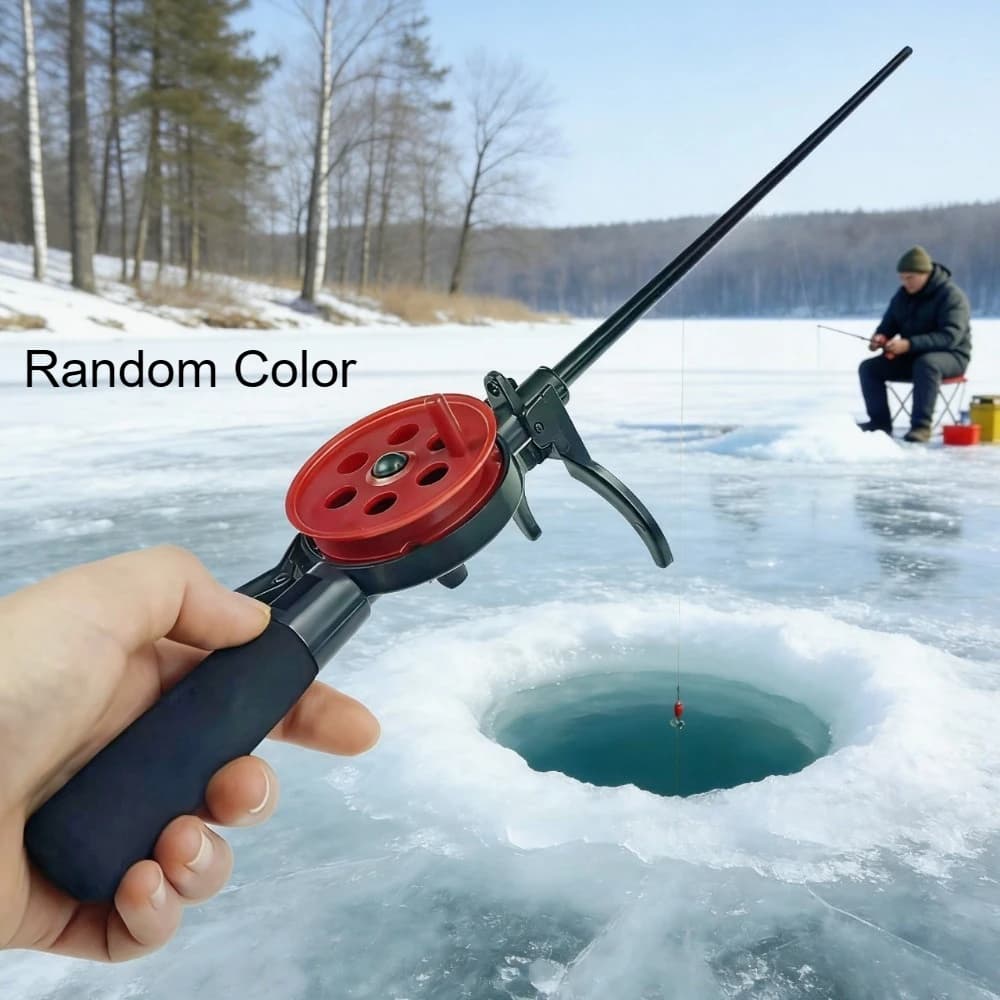 Mini combo canne-moulinet pêche glace 33.5cm portable hiver mer pesca compact