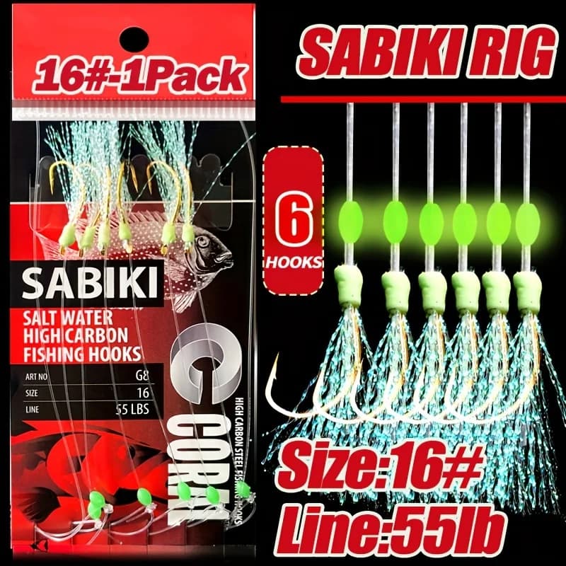 TAKBAS Sabiki Rigs Leurres Lumineux Hameçons Haut Carbone Eau Douce Salée Pêche Mer Accessoires