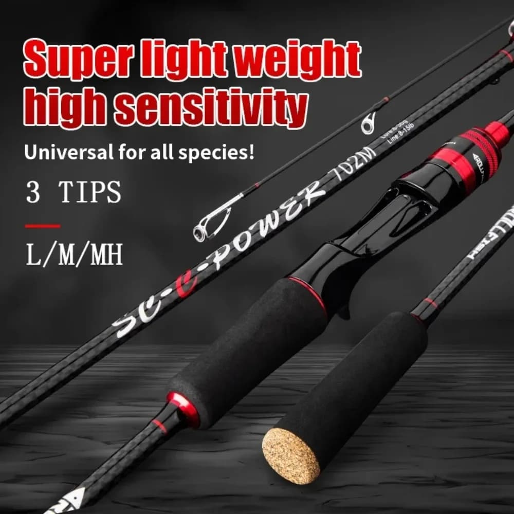 Canne leurre OURBEST 1.68-2.4m carbone 30T - Pêche casting spinning 6-30g puissance L/M/MH tips multiples
