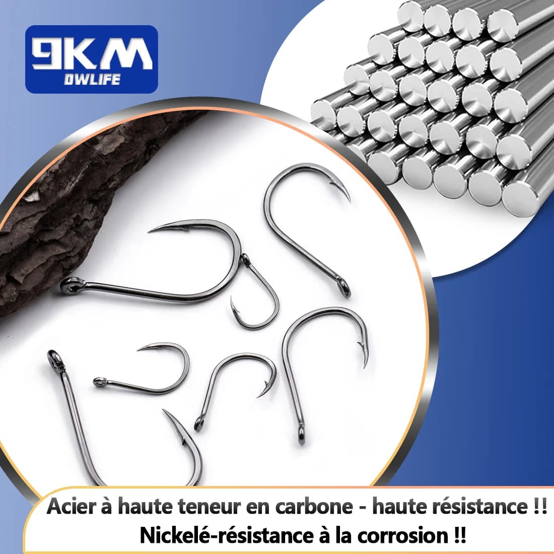 Hameçons circle 9KM Iseama 50~200pcs carpe et mer - Offset pointe aiguille forte œil annelé