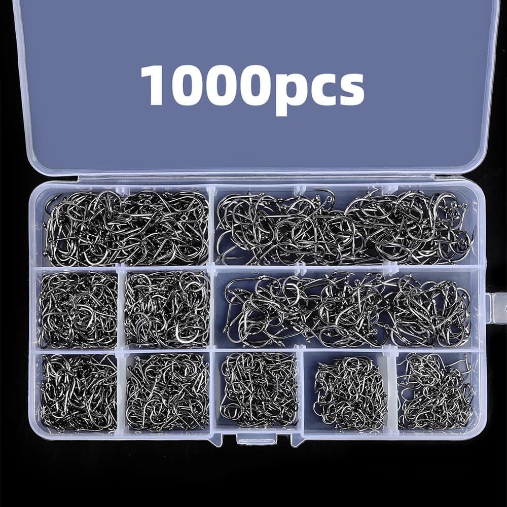 Kit 1000 hameçons acier carbone pour pêche rocheuse - équipement complet pêche mer et rivière