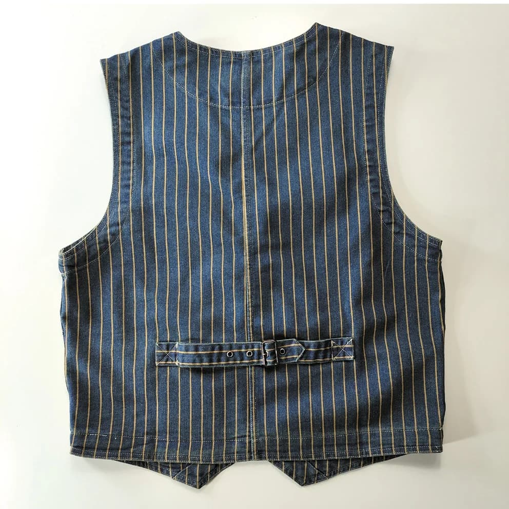 Gilet pêche décontracté en jean japonais - Veste sans manches cargo multi-poches style rétro pêche