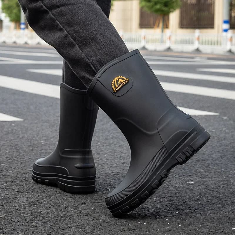 Bottes de pluie mi-mollet style allemand hommes anti-dérapantes pour pêche et lavage auto hiver