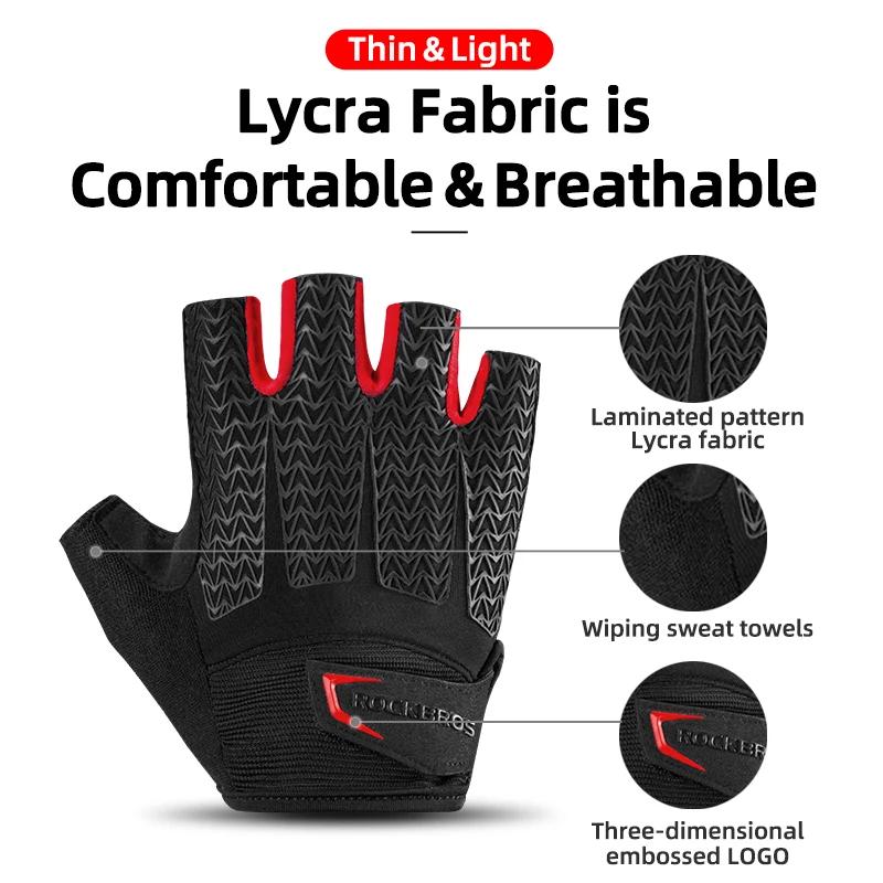 Gants vélo doigts coupés ROCKBROS avec amortisseurs SBR - Gants pêche été anti-dérapants respirants MTB