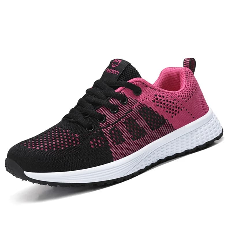 Chaussures casual femme mesh respirantes lacets plates sneakers pêche marche confort rose noir blanc