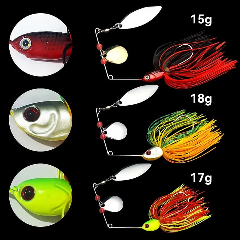 Leurre spinnerbait Bazooka 15g 18g pour brochet et perche, leurre métal avec jupe et hameçon pour
