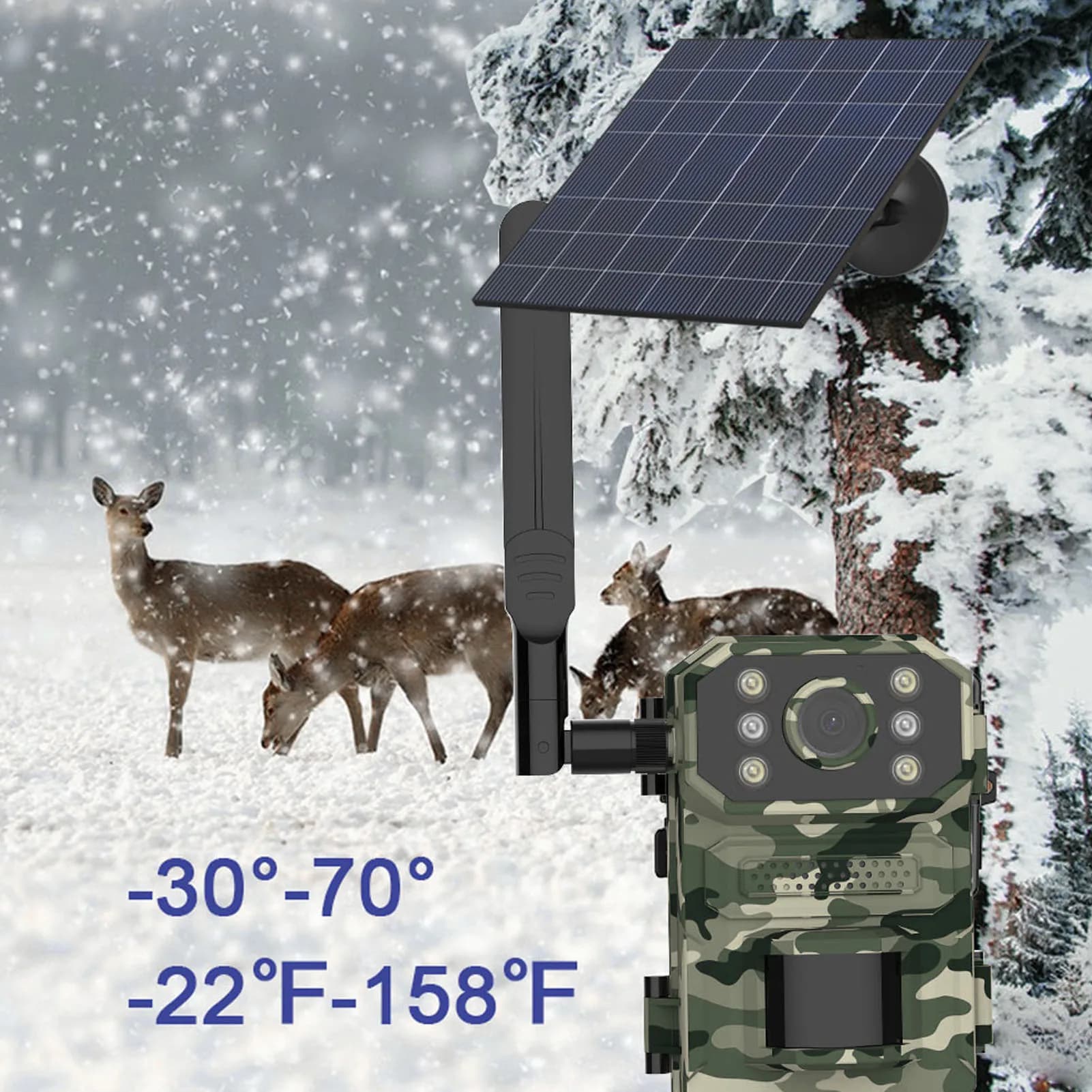 Caméra trail solaire étanche IP66 détection mouvement vision nocturne angle 120° 4K 14MP chasse surveillance faune