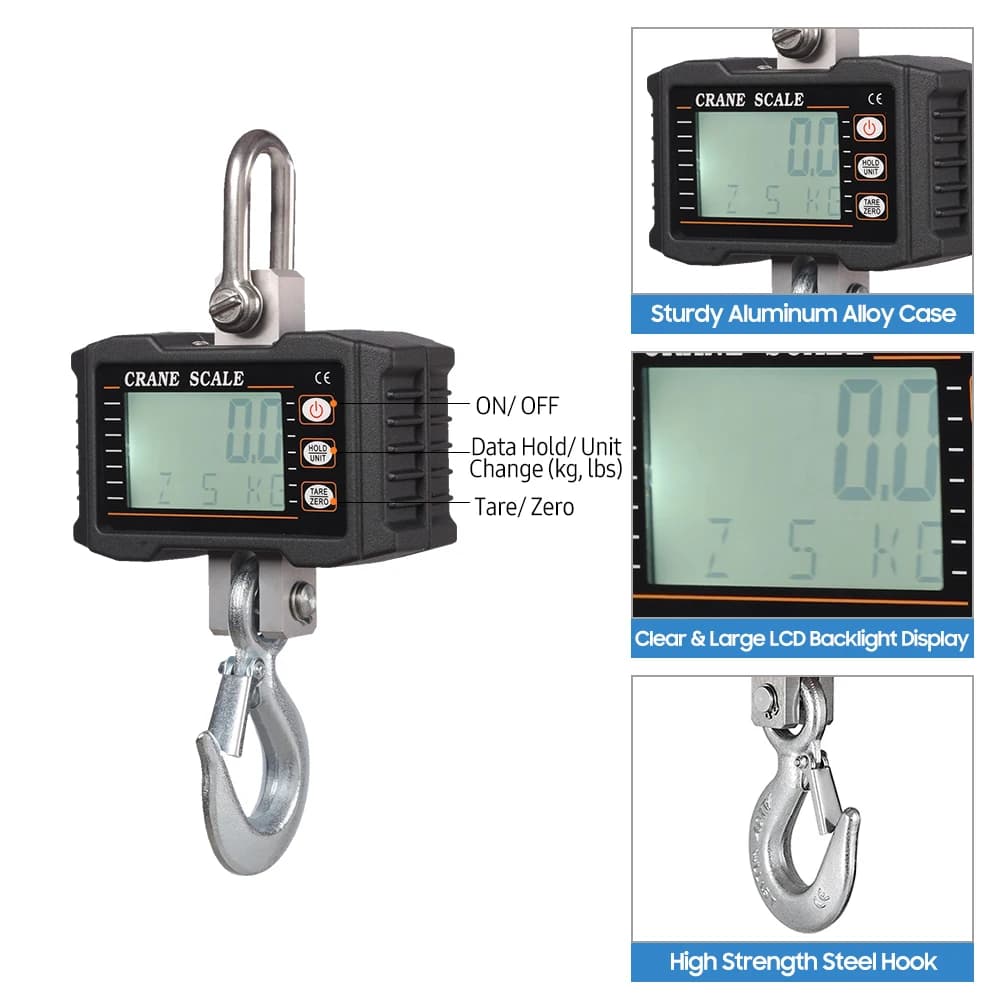 Balance gruau numérique industrielle 1000kg LCD - pesage lourd portable pour pêche commerciale et industrielle