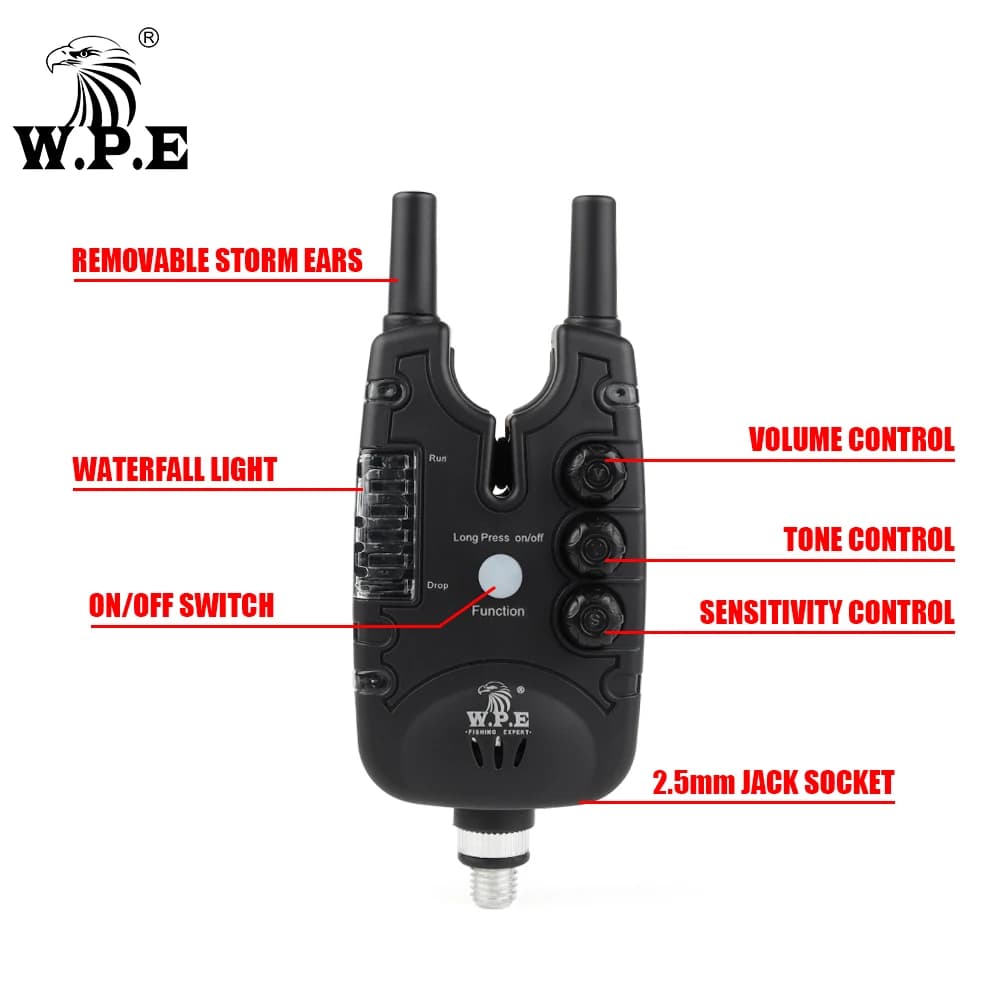 Kit alarme électronique W.P.E 4+1 pour carpe - Système sans fil avec LED et alerte sonore