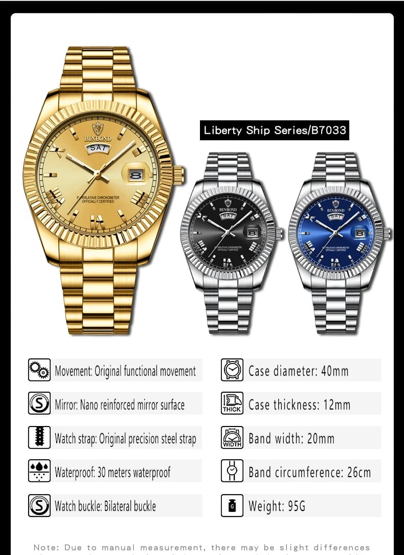 Montre homme BINBOND classique affaires sport quartz étanche lumineuse - montre personnalisée