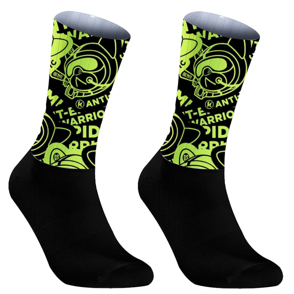 Chaussettes vélo course running été anti-dérapantes silicone aérodynamiques graffiti 2024