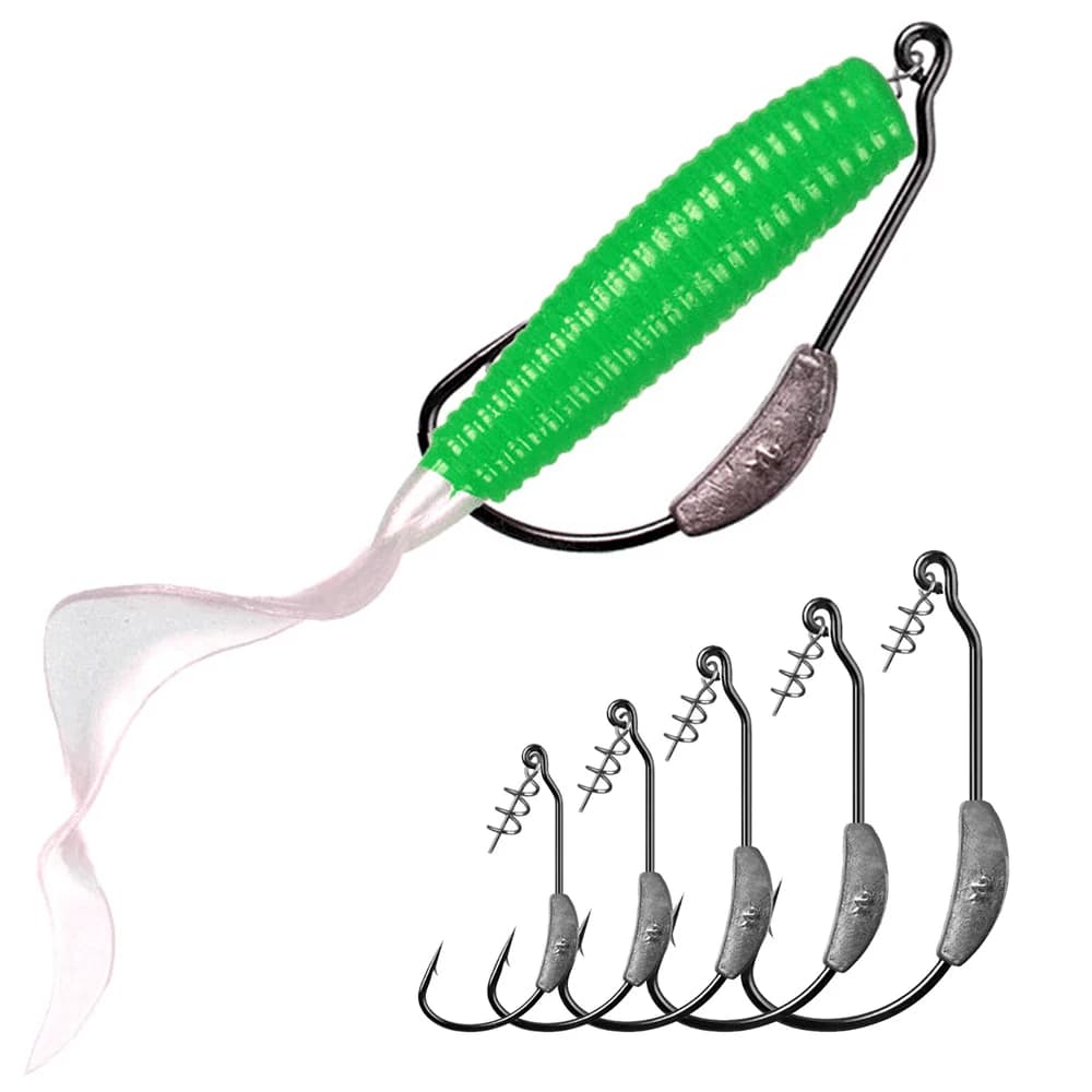 10 hameçons offset Jig Crank avec goupille ressort - Poids 2g à 7g pour montages Texas Rig