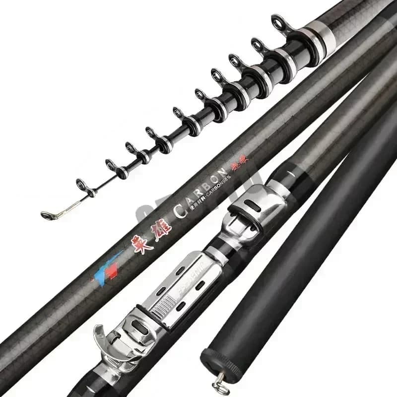Canne télescopique carbone 2.7m à 7.2m ultra légère pour pêche au leurre, carpe et voyage