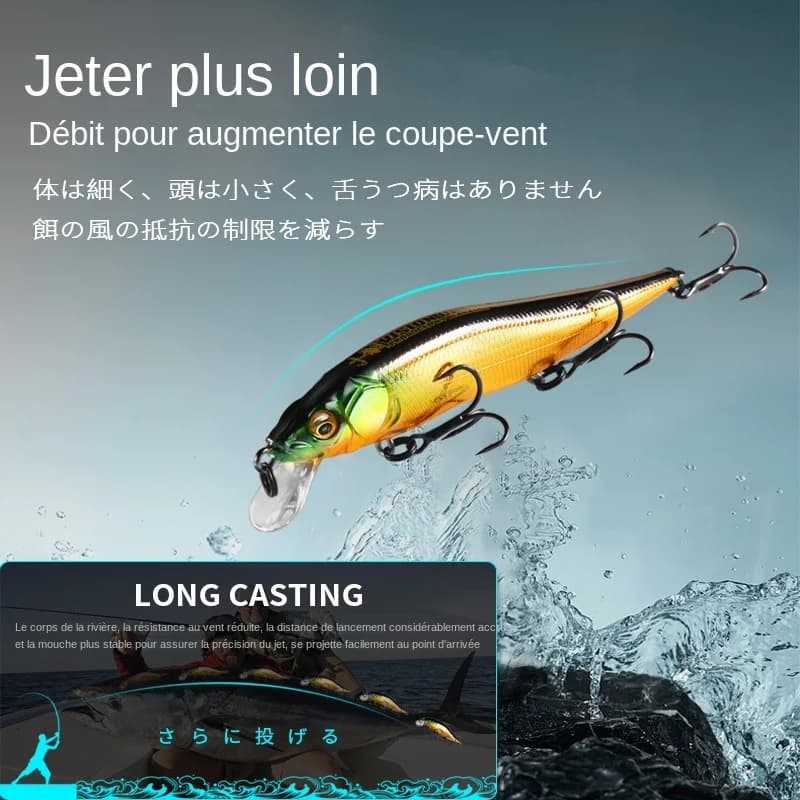 Leurre pêche aux leurres jerkbait Minnow Wobbler BEARKING 10g pour prédateurs qualité professionnelle
