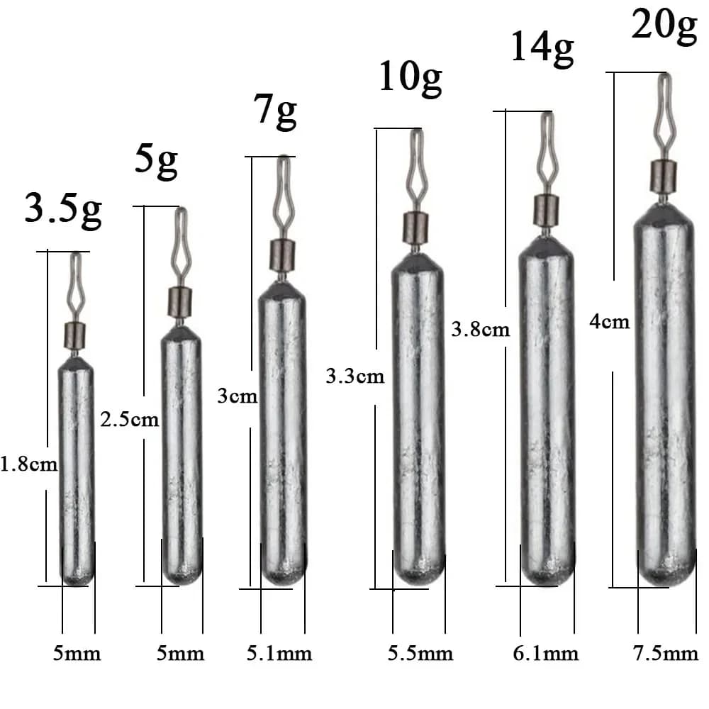 10 plombs pêche dropshot 3.5g à 20g pour pêche précise carnassiers et white bass