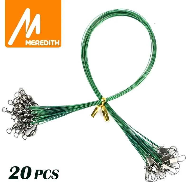 Fil d'acier anti-morsure MEREDITH 15-25cm avec émerillon pour pêche au leurre et carnassiers