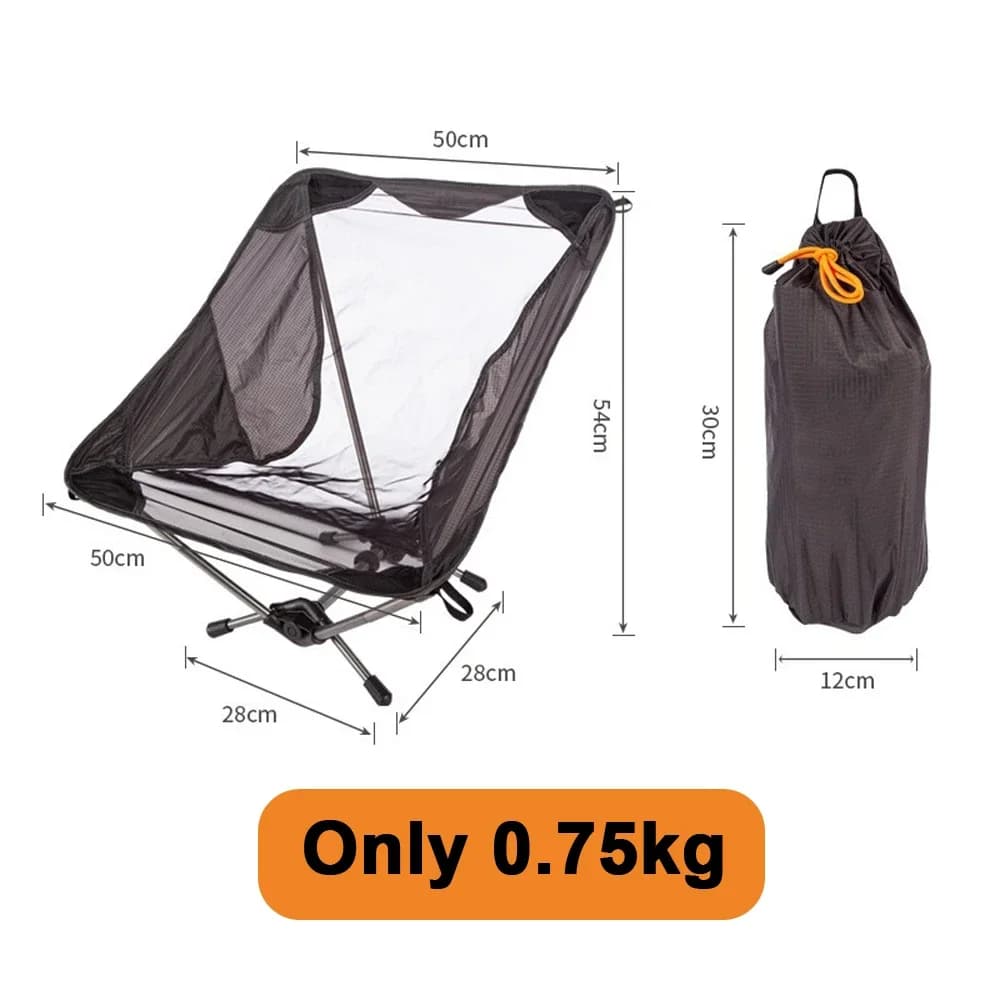 Chaise pliante ultra-légère portable avec filet pour pêche à la plage et randonnée été