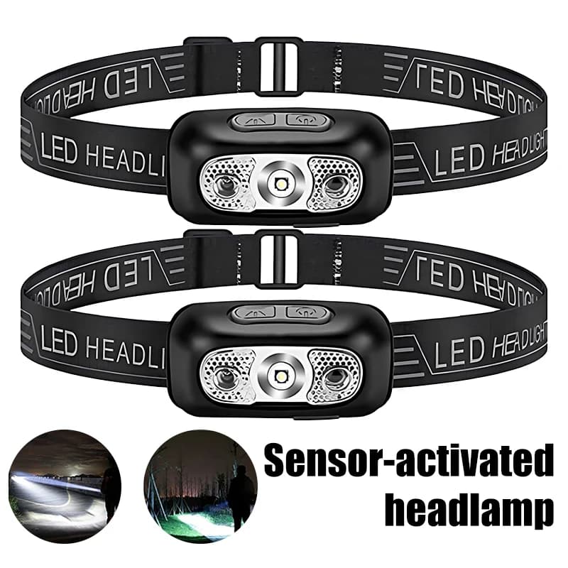 Mini lampe frontale LED portable rechargeable détecteur induction puissant travail urgence