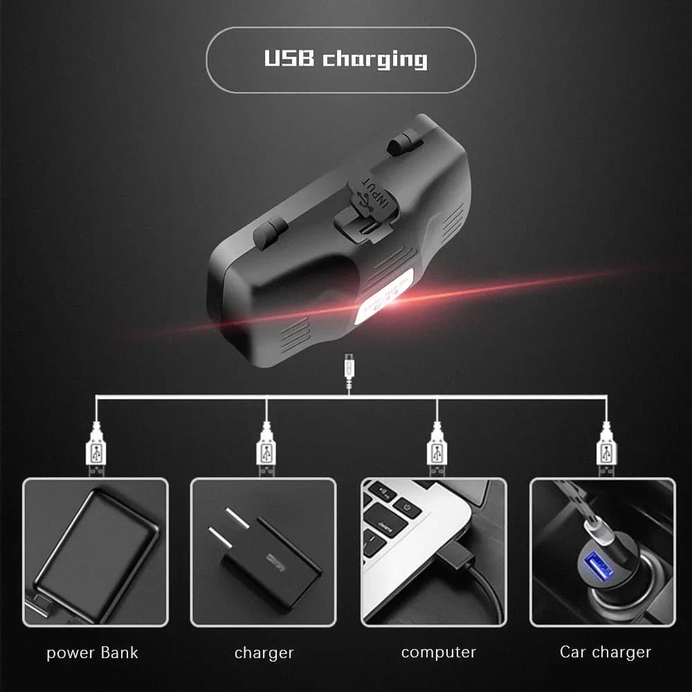 Lampe frontale LED rouge zoomable 3 modes 18650 pour pêche discrète et observation