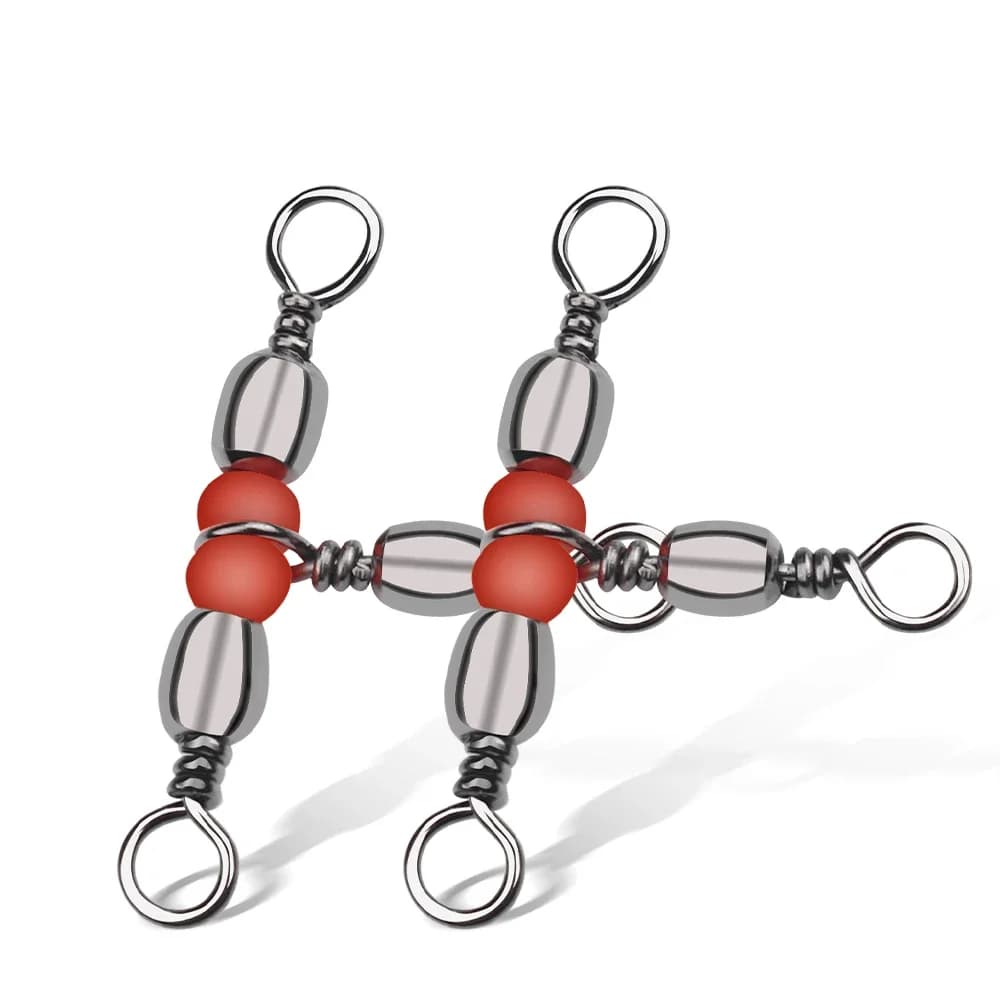 Barrel swivel 3 voies avec perles et mousqueton DNDYUJU, 20 pièces pour ligne leurre et hameçon de pêche
