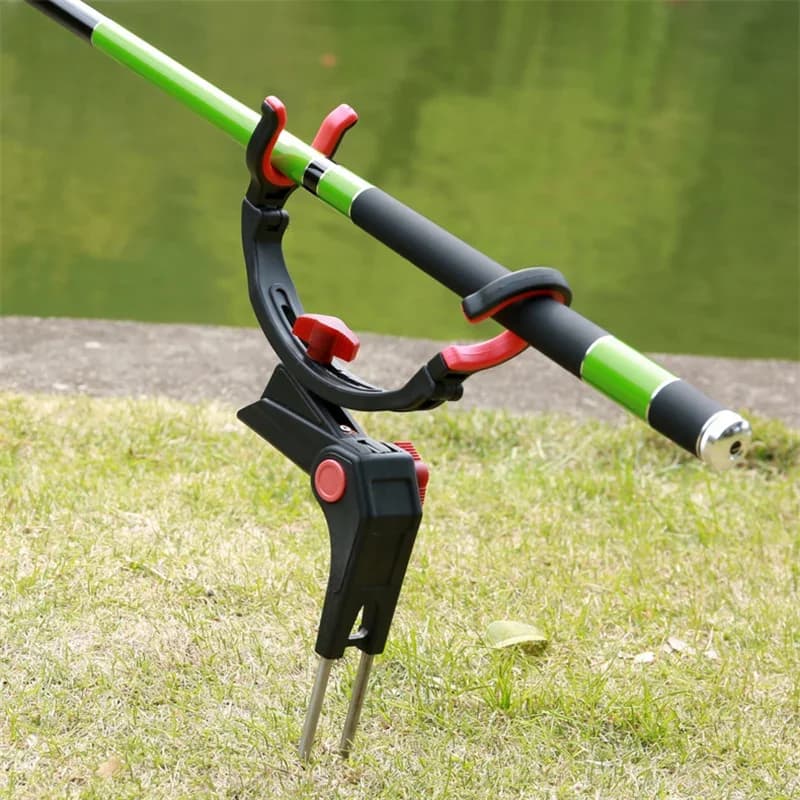 Support Canne Pêche Universel 360° Réglable - Support Simple/Double Pliable - Fixation Pôle Pêche - Accessoire
