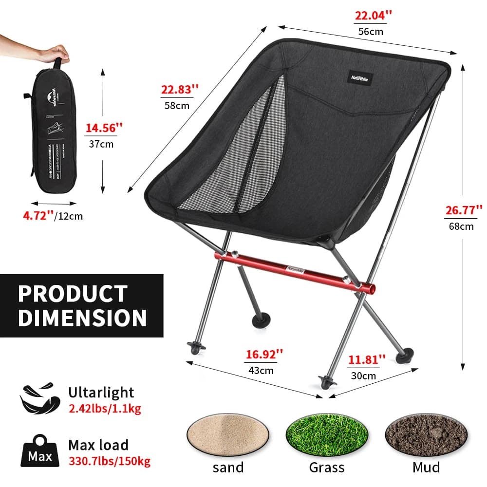Chaise pliante ultralégère Naturehike YL05 YL06 - Siège camping, pêche et plage compact et confortable
