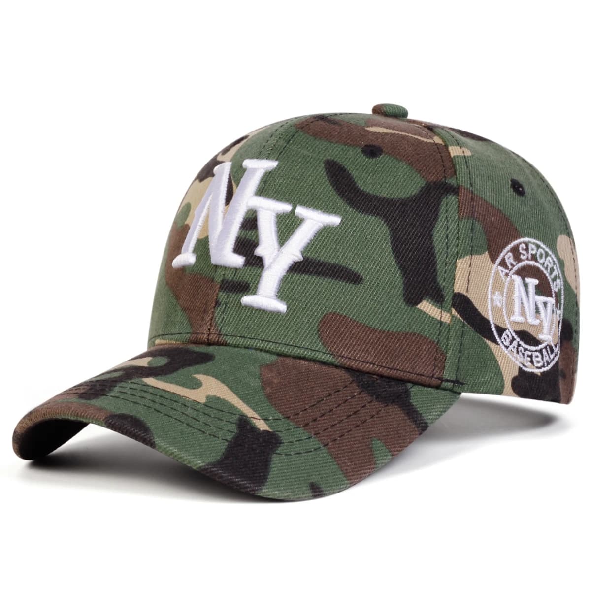 Casquette baseball camouflage NY brodée unisexe réglable printemps automne pêche outdoor