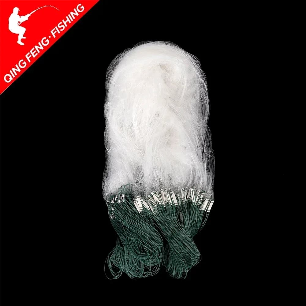 Filet de pêche 3 couches nylon 50 mètres pour lancer à la main avec flotteurs et plombs