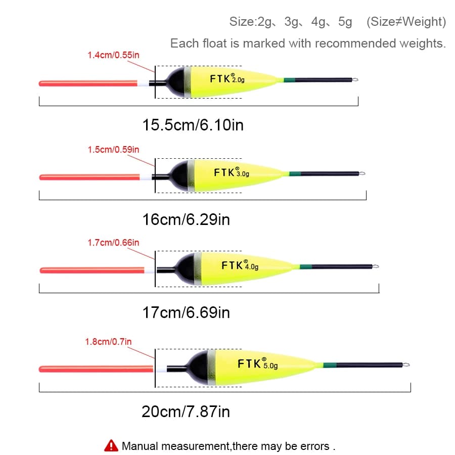 Flotteurs Bargouzine en sapin pour la pêche à la carpe, 5 pièces, 2g-4g, 15.5-20cm, bouchon vertical