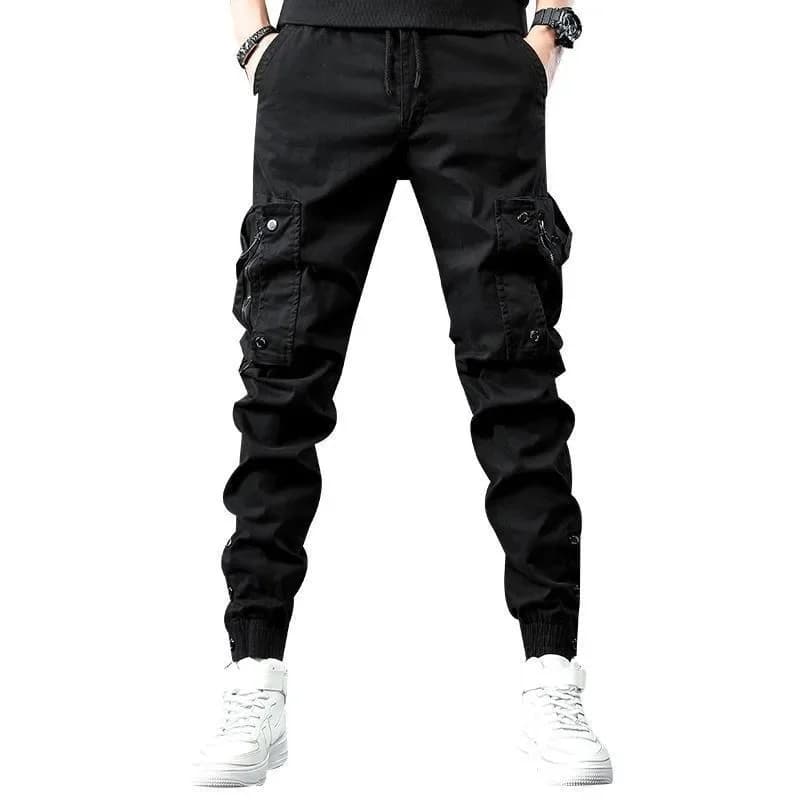 Pantalon cargo style américain pour pêche - Multiples poches noir loose pêche urbaine